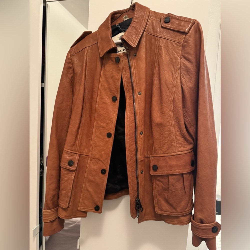 Burberry brown leather coat